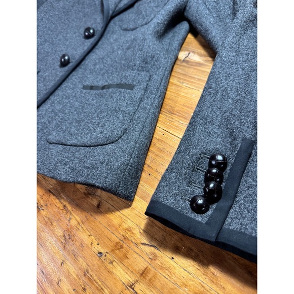 J.Crew 100% Wool Gray Blazer Size 4 Black Trim Tailored Jacket - Picture 4 of 10
